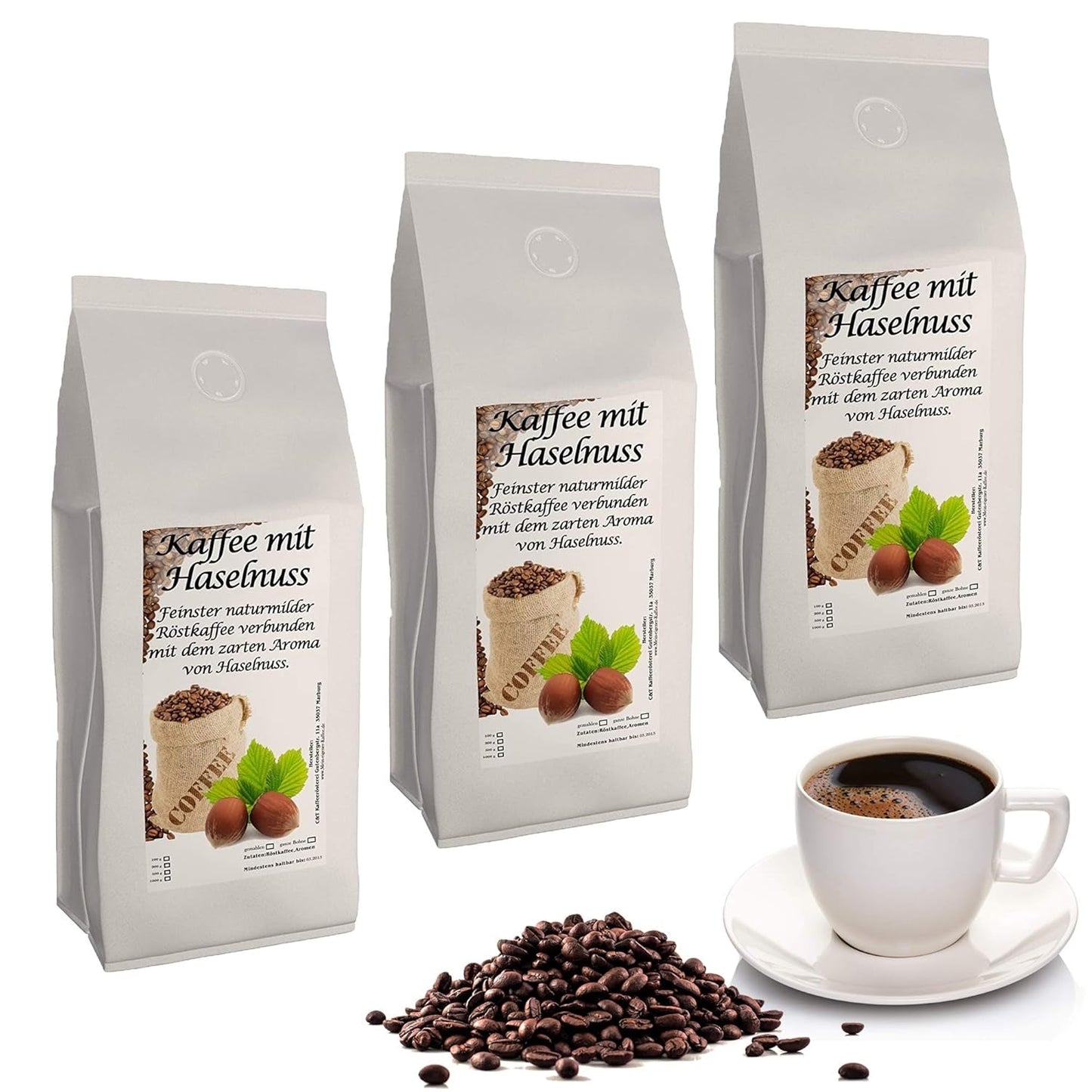 Caffè alle nocciole aromatiche, 3 chicchi interi da 1000 g