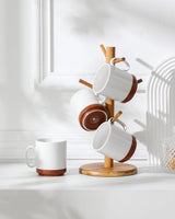 Set tazze da caffè MALACASA, set di tazze in gres da 350 ml per 4 persone, tazze da caffè moderne per tè, succo di frutta, latte, cappuccino, cioccolata calda. Lavabile in lavastoviglie e adatta al microonde, serie TARA, bianco kaki