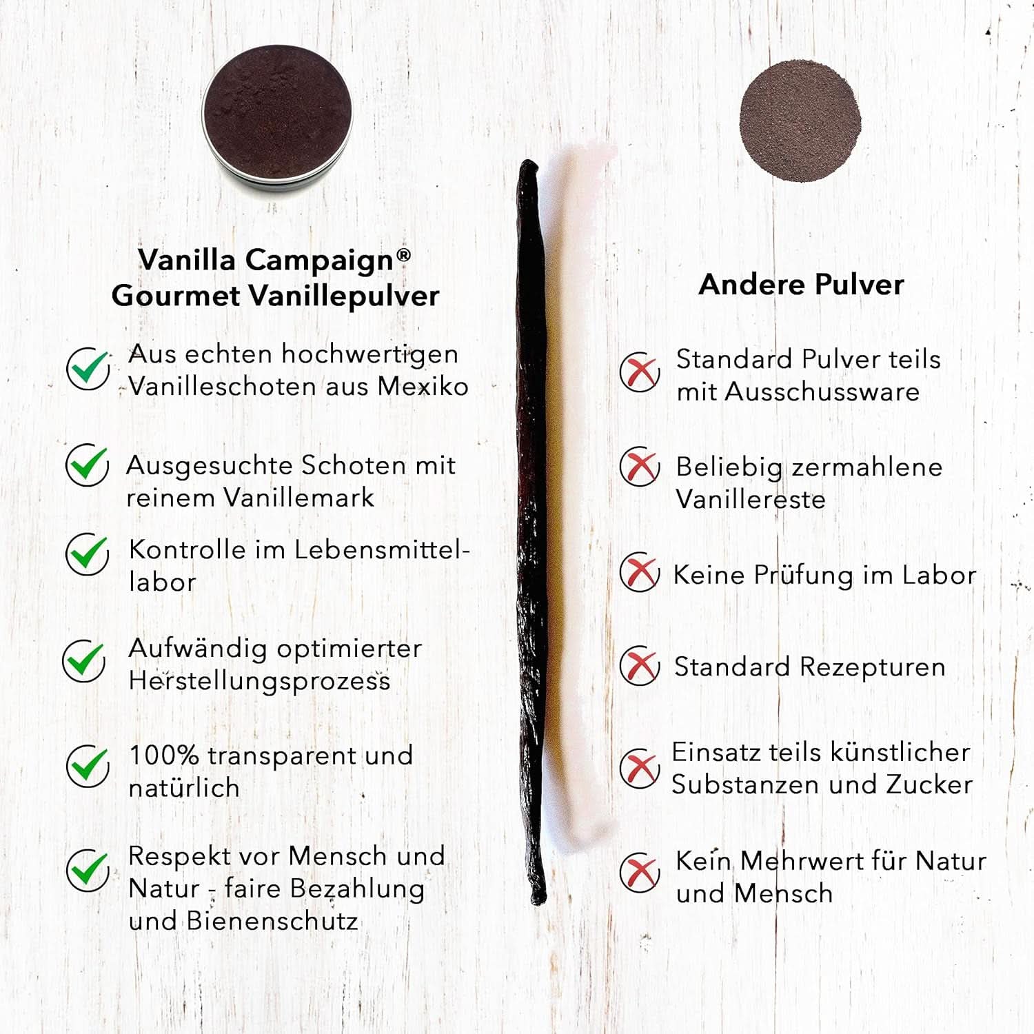 Vaniglia in polvere premium da veri baccelli di vaniglia, naturale, senza zucchero, senza additivi, commercio equo e solidale, vegana (40G senza confezione) da Vanilla Campaign® Flavours Naty Shop