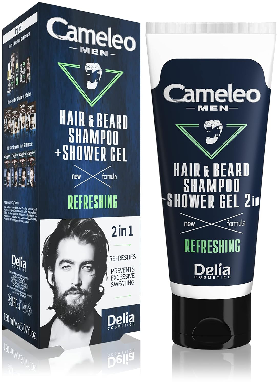 Cameleo Men - Lavaggio per capelli da uomo contro la caduta dei capelli, 150 ml Cura dei capelli Naty Shop Shampoo e gel doccia - 2 in 1