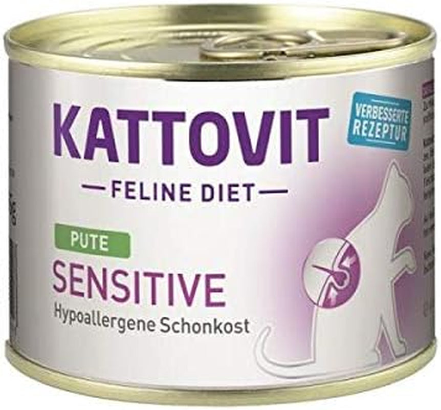 KATTOVIT - Alimento umido delicato per gatti | Diät-Katzenfutter als Alleinfuttermittel. Gluten- & getreidefrei | Ipoallergenico, per gatti troppo cresciuti Barattolo da 12 x 185 g