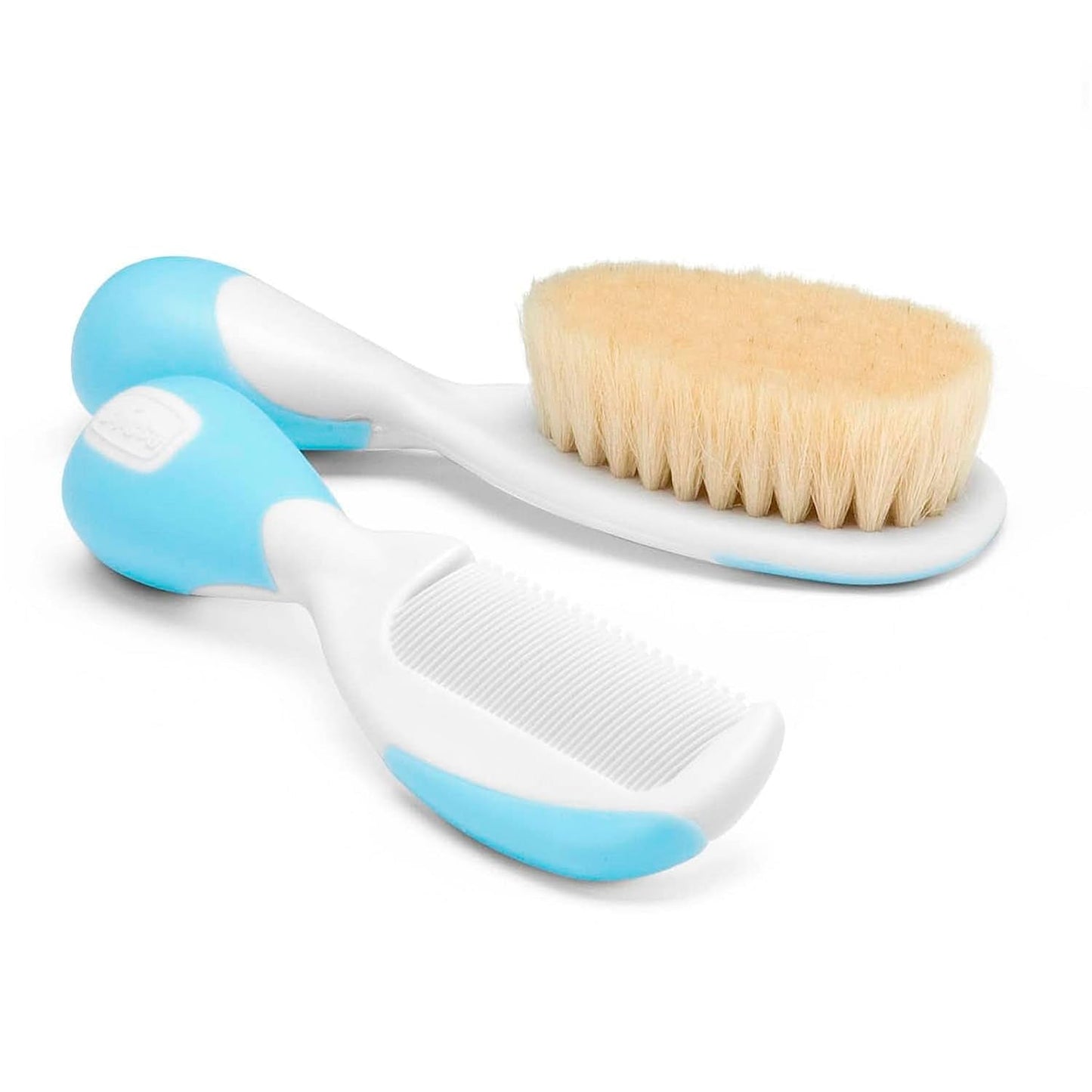 Chicco Set Spazzola e Pettine Baby, Spazzola Baby con Morbide Setole Naturali, Pettine Punta Arrotondata, Manico Antiscivolo, Regalo Festa Baby - Forniture per Neonati da 0 Mesi Bambini - Bagno e Cura della Pelle Naty Shop Blu