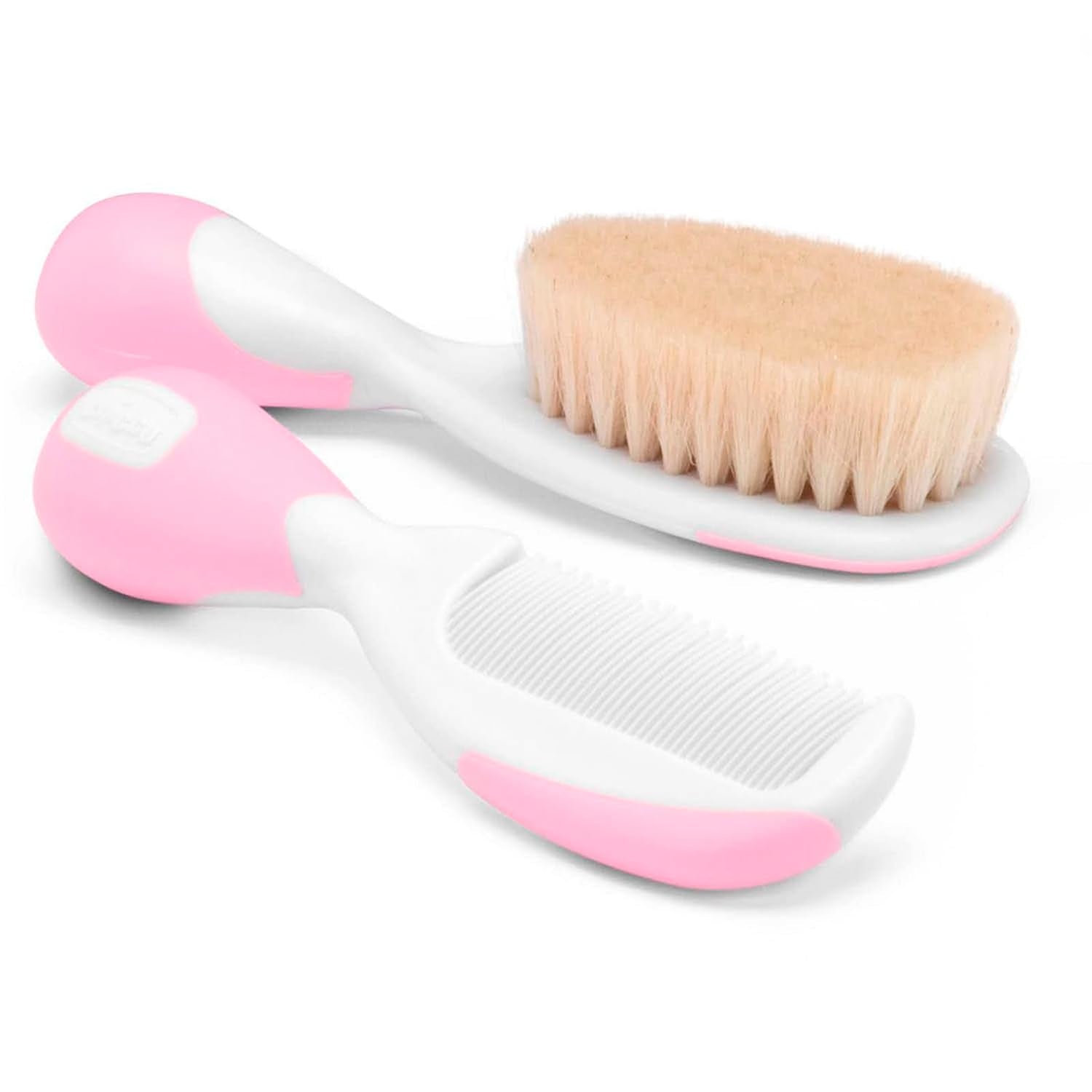 Chicco Set Spazzola e Pettine Baby, Spazzola Baby con Morbide Setole Naturali, Pettine Punta Arrotondata, Manico Antiscivolo, Regalo Festa Baby - Articoli per Neonati da 0 Mesi - Bagno e Cura della Pelle Naty Shop Rosa