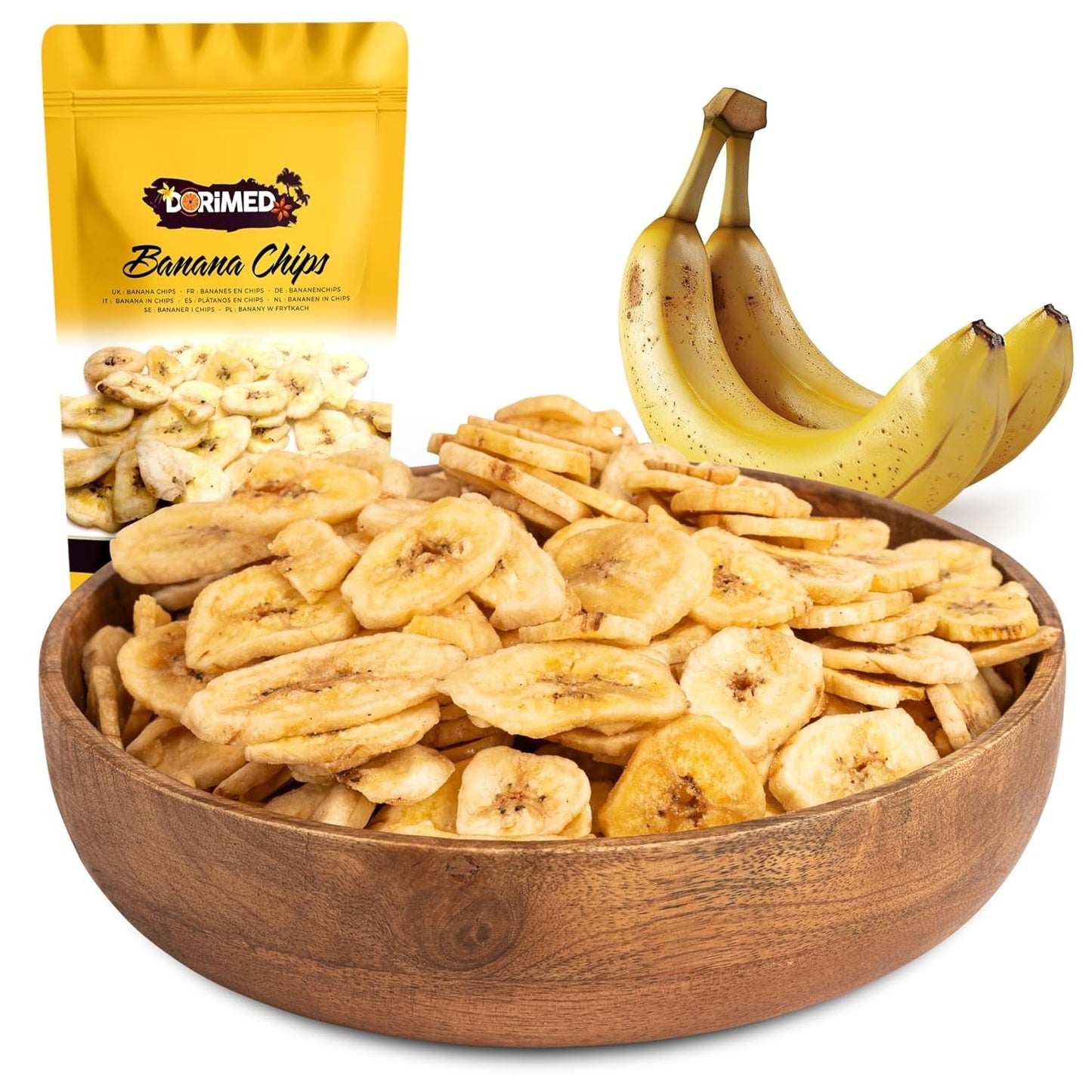 Chips di banana 1 kg | Fette Croccanti di Chips di Banana con Frutta Secca | spuntino sano dal sapore delizioso | Prodotti disidratati Naty Shop Titolo predefinito