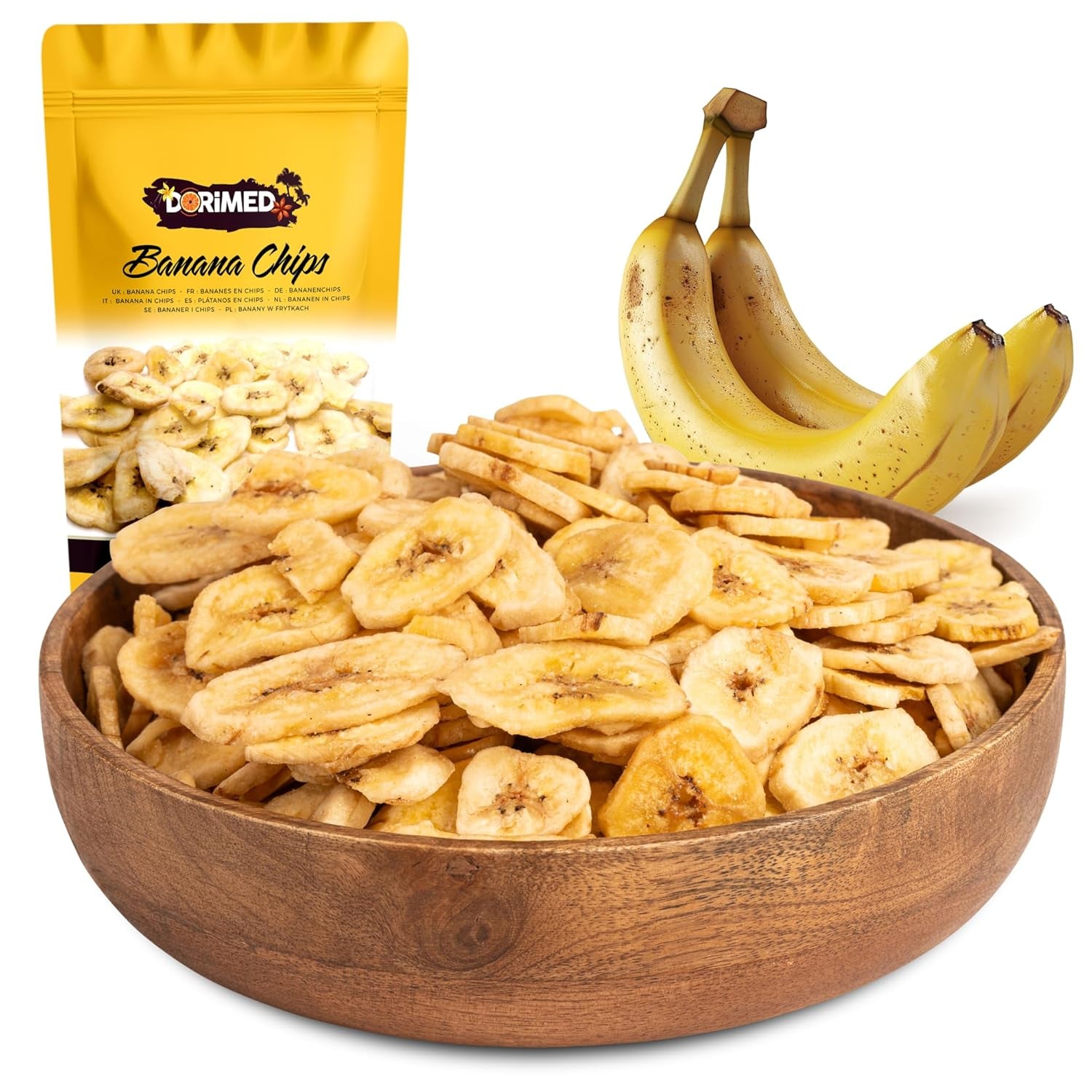 Chips di banana 1 kg | Fette Croccanti di Chips di Banana con Frutta Secca | spuntino sano dal sapore delizioso | Prodotti disidratati Naty Shop Titolo predefinito