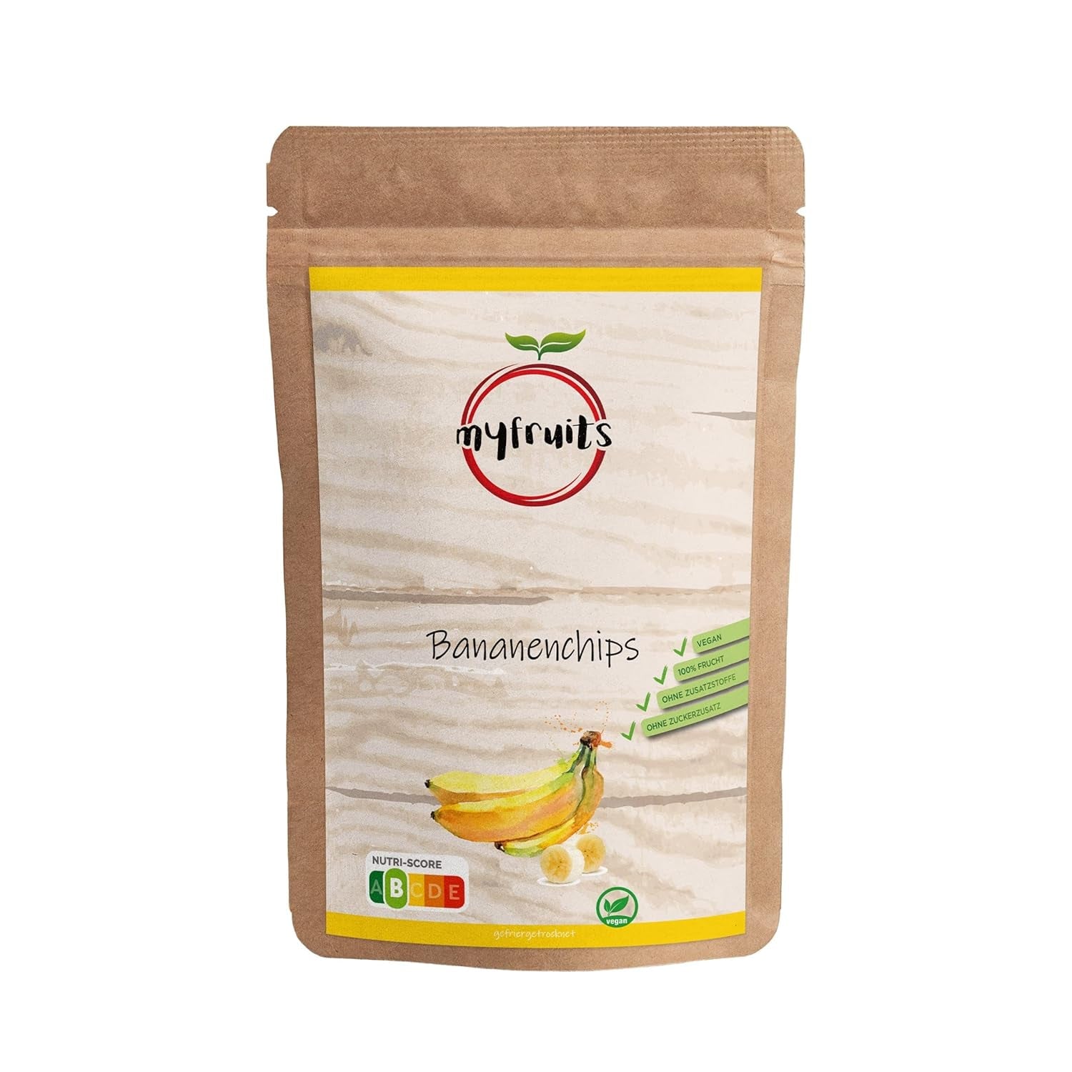 myfruits chips di banana (fette di banana), liofilizzate, 100g, senza additivi, 100% banane, frutta liofilizzata senza zuccheri aggiunti Prodotti disidratati Naty Shop 300G