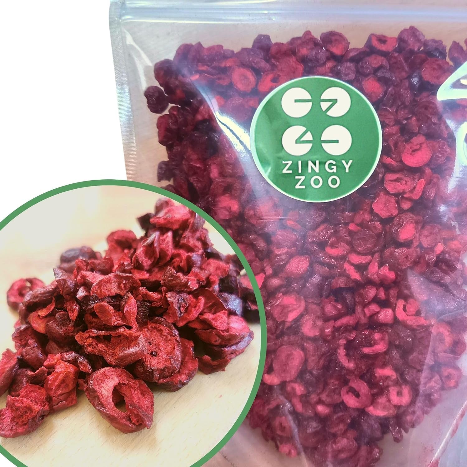 Ciliegie amare liofilizzate | Pezzi di frutta liofilizzata 100% naturale Frutta secca | Ciliegie amare secche | Ciliegie amare liofilizzate | ZingyZoo Naty Shop Prodotti disidratati 500G
