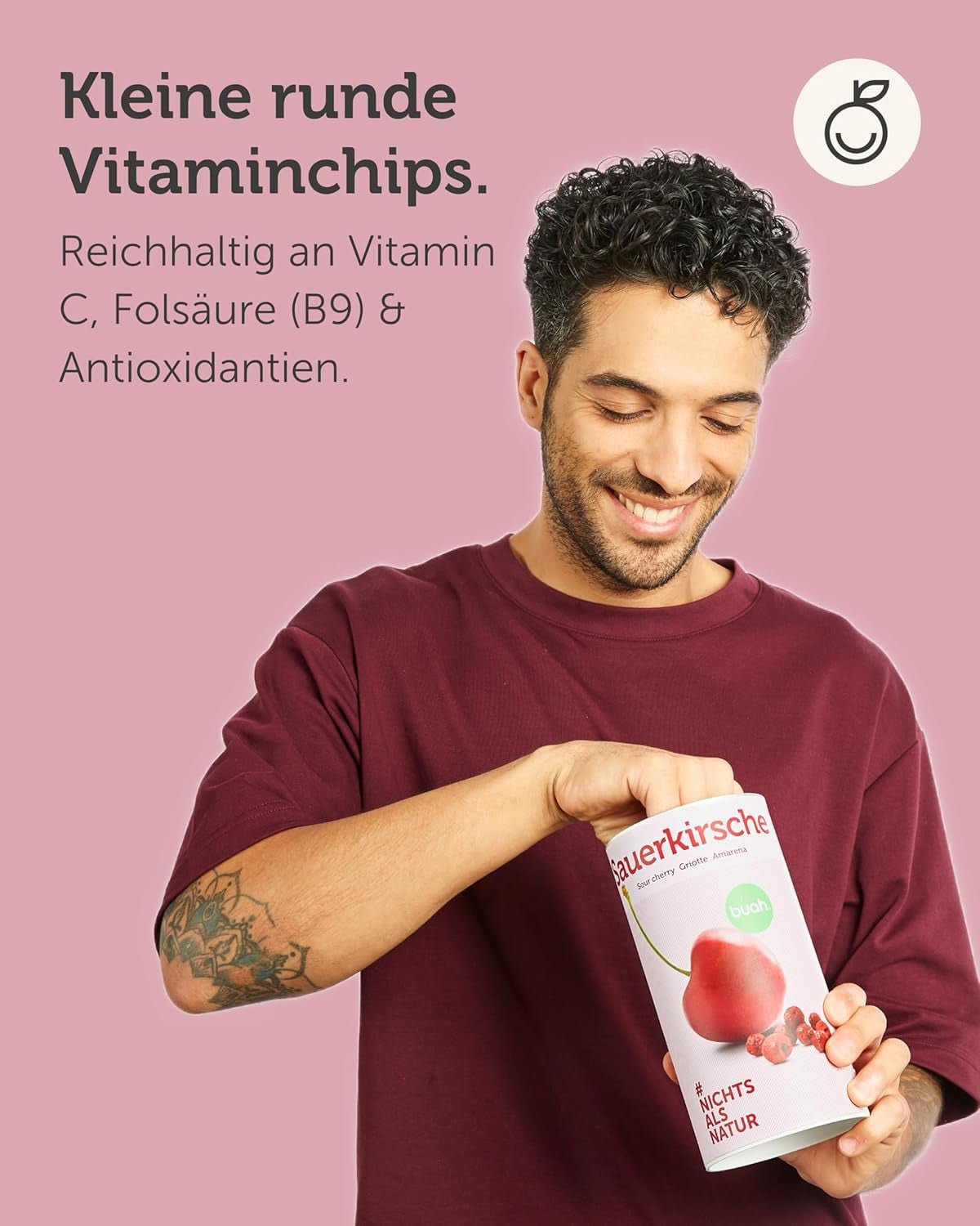 Ciliegie amare liofilizzate BUAH® | Ciliegie amare intere come spuntino o per il muesli | Sostituto ideale per caramelle | Vegano e senza zuccheri aggiunti | Prodotti disidratati Naty Shop da 135g