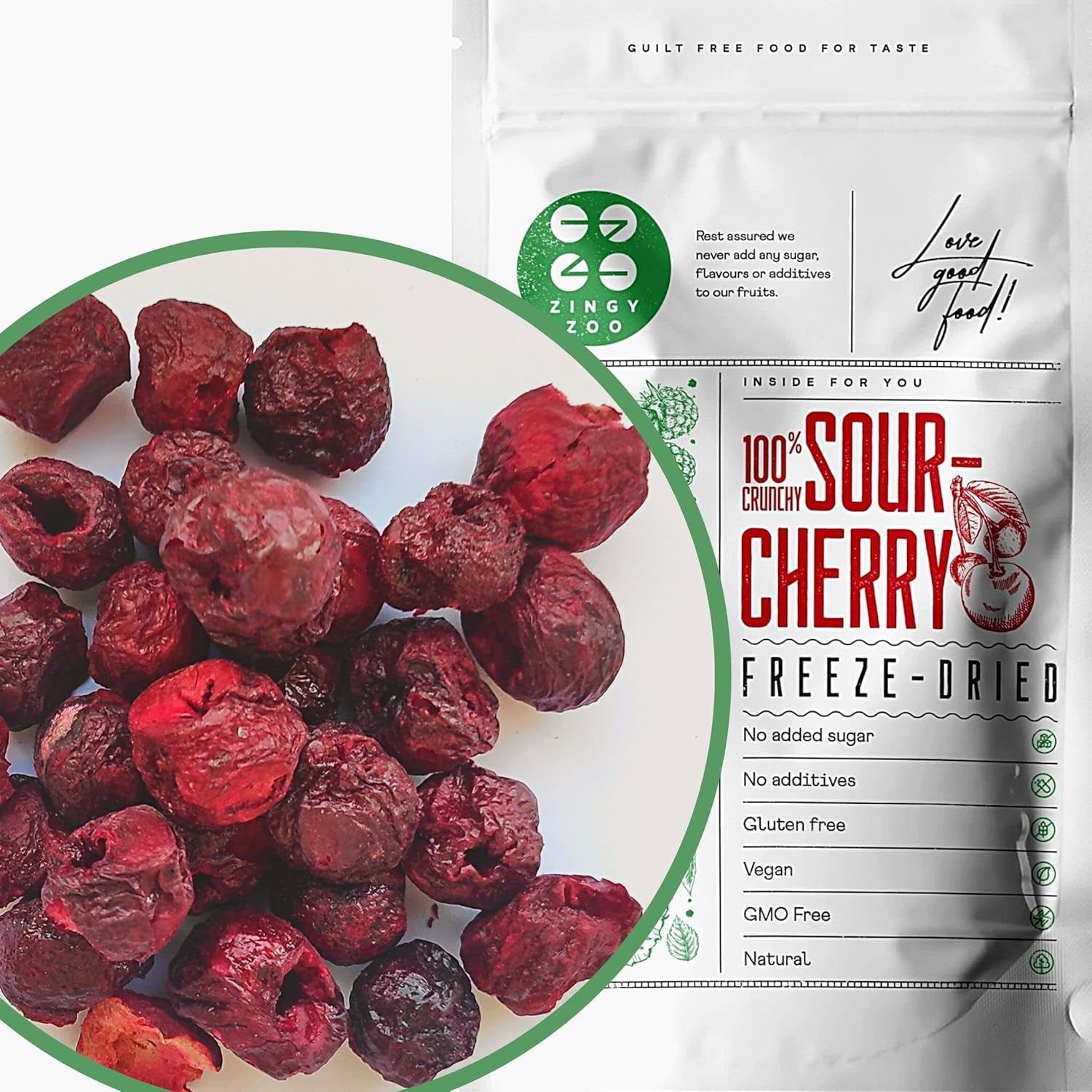 Ciliegie liofilizzate | Ciliegie secche | Frutta liofilizzata | Frutta secca liofilizzata | Frutta liofilizzata Ciliegie secche | Fur Smoothie Frutta liofilizzata (90g) Prodotti disidratati Naty Shop 90 G (1 confezione)