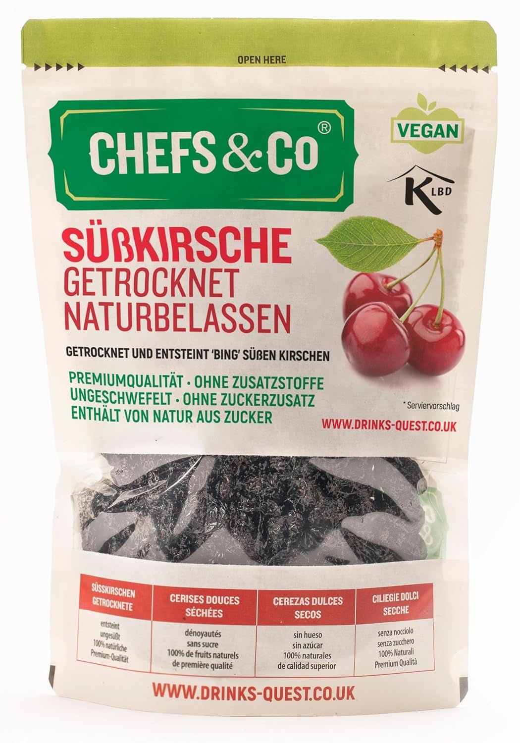 CILIEGIE SECCHE (NON SECCHE) -750g | ciliegie dolci essiccate senza nocciolo | 100% naturale | qualità premium | senza additivi, senza zolfo e senza zucchero. Prodotti disidratati Naty Shop Titolo predefinito