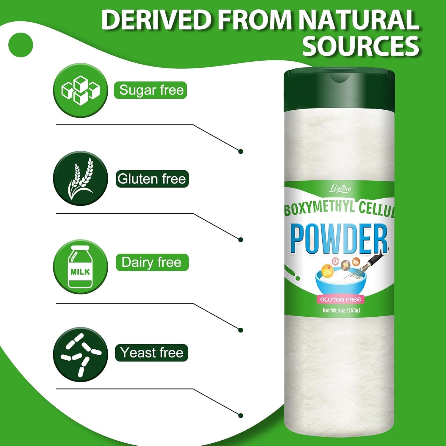 Polvere CMC 255g - Polvere CMC pura al 100%, addensante alimentare, stabilizzante per gelato, polvere Tylo per fondente, torte, gelato, cibi surgelati, dolciumi, yogurt, pasta di gomma Naty Shop Pasta di zucchero