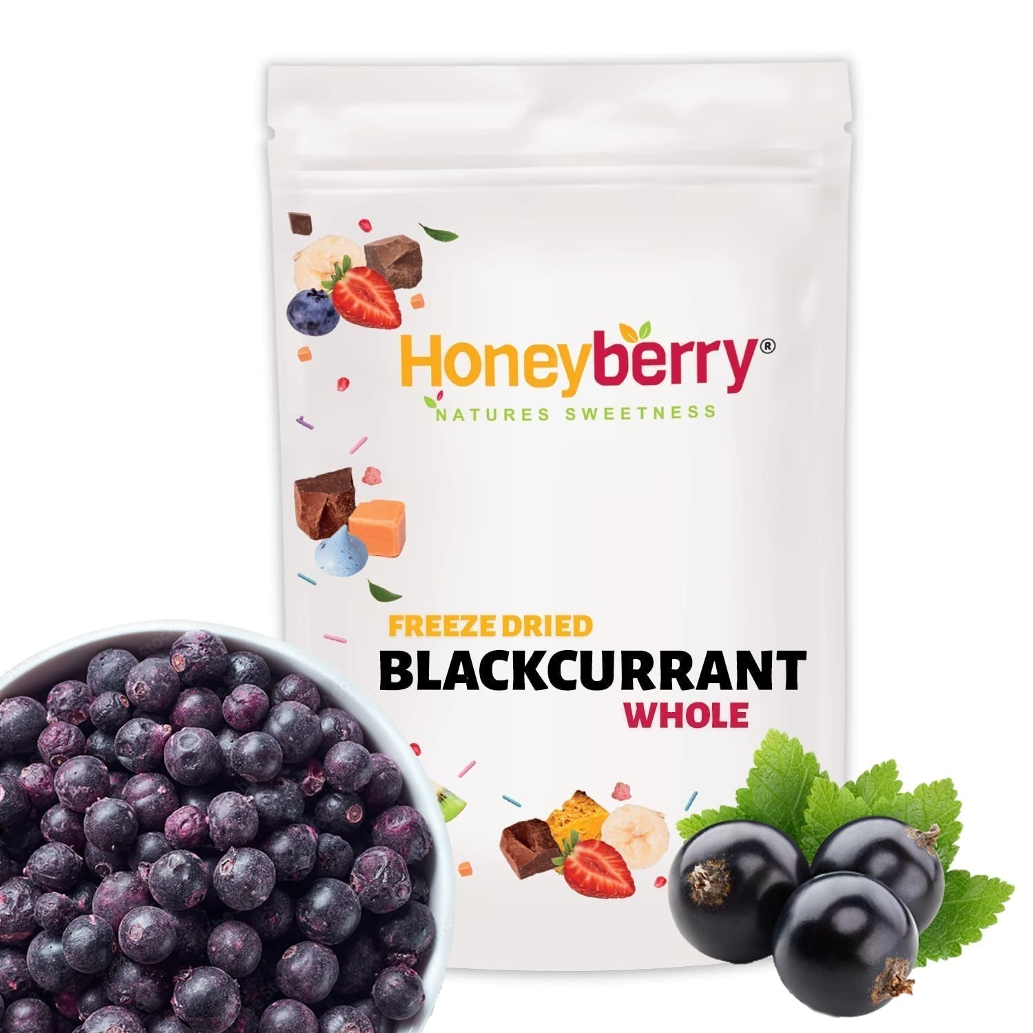 Ribes nero liofilizzato 250g - Frutta liofilizzata - Frutta secca liofilizzata - Ribes nero essiccato per cottura al forno, muesli, decorazione torte, dessert Prodotti disidratati Naty Shop 250G