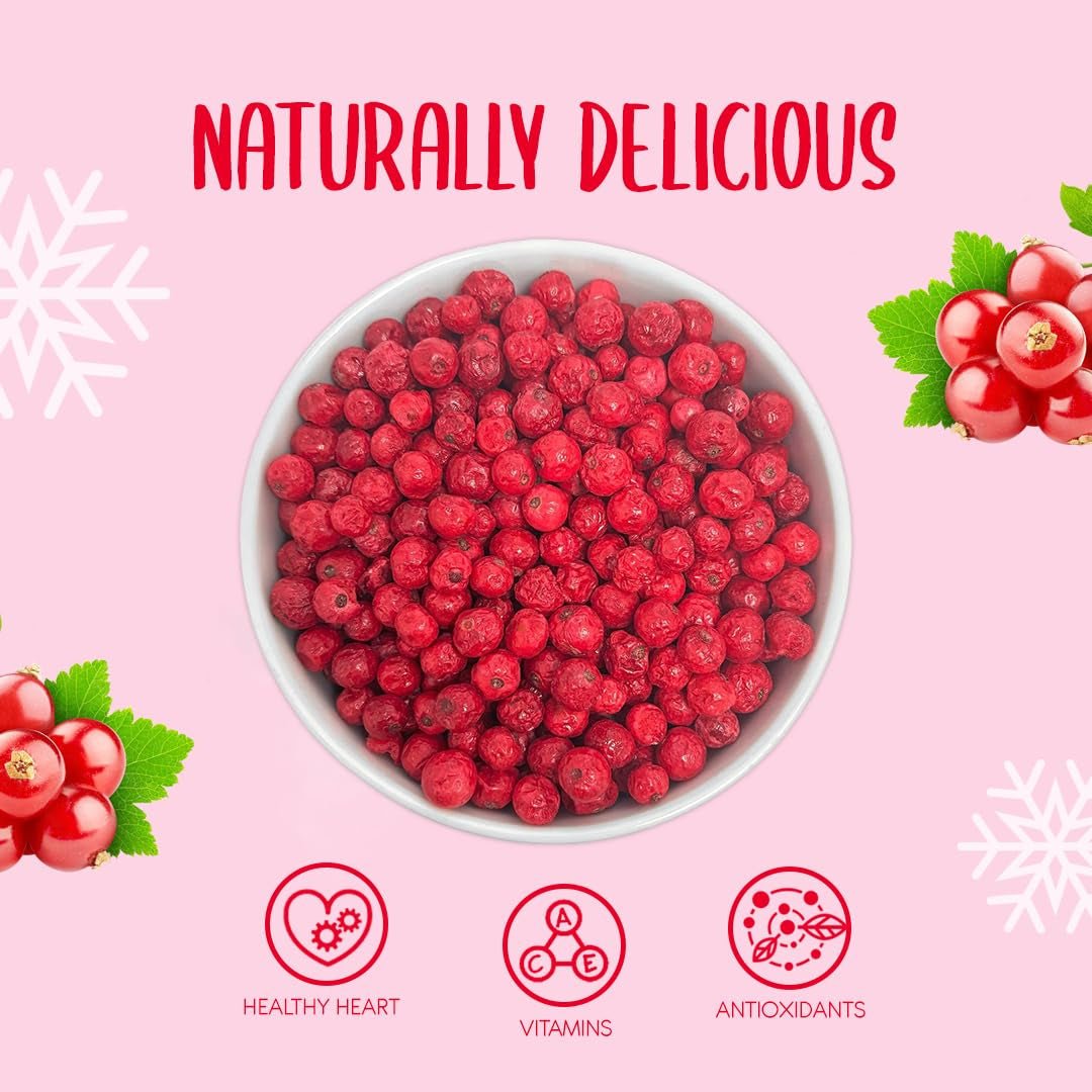 Ribes rosso intero liofilizzato 100g - Frutta liofilizzata - Frutta secca liofilizzata - Ribes rosso per cuocere, decorare torte, snack, muesli, dessert Prodotti disidratati Naty Shop