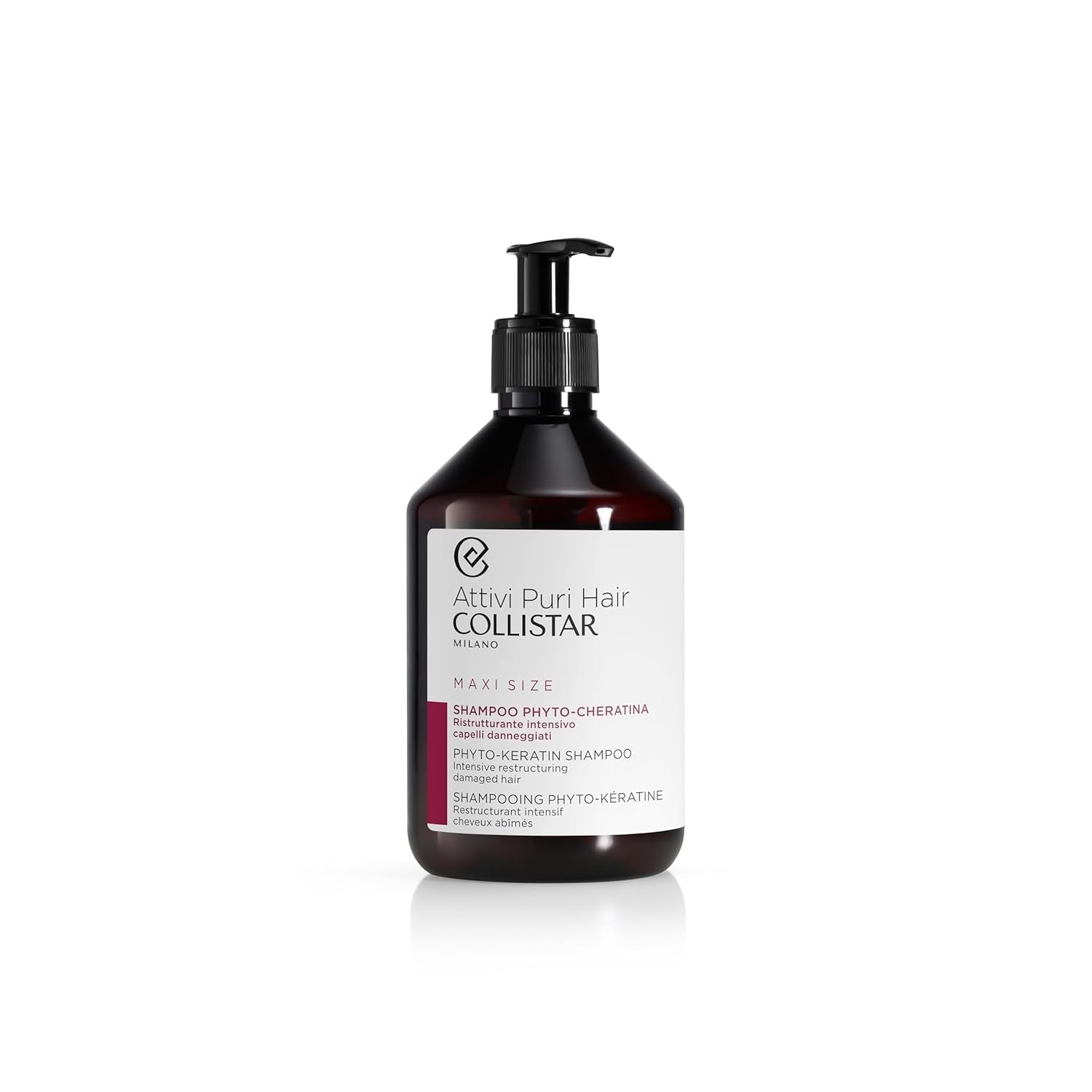 Collistar Activi Puri Hair Phyto Keratin Shampoo, intensivo, nutriente, per capelli danneggiati e fragili, formato maxi, 500 ml Bambini - Bagno e Cura della Pelle Naty Shop Default title