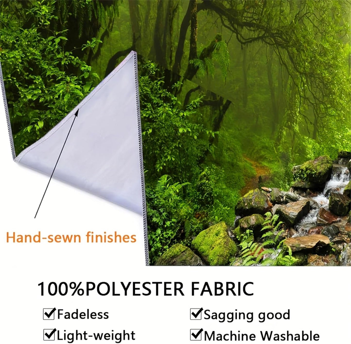 Tappeto Arazzo Foresta Tela Albero Cascata Nebbia Casa - Accessori e Decorazioni Naty Shop