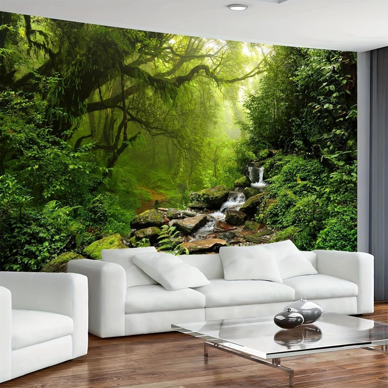 Tappeto Arazzo Foresta Tela Albero Cascata Nebbia Casa - Accessori e Decorazioni Naty Shop Cascata nella Foresta 300L X 180B Cm