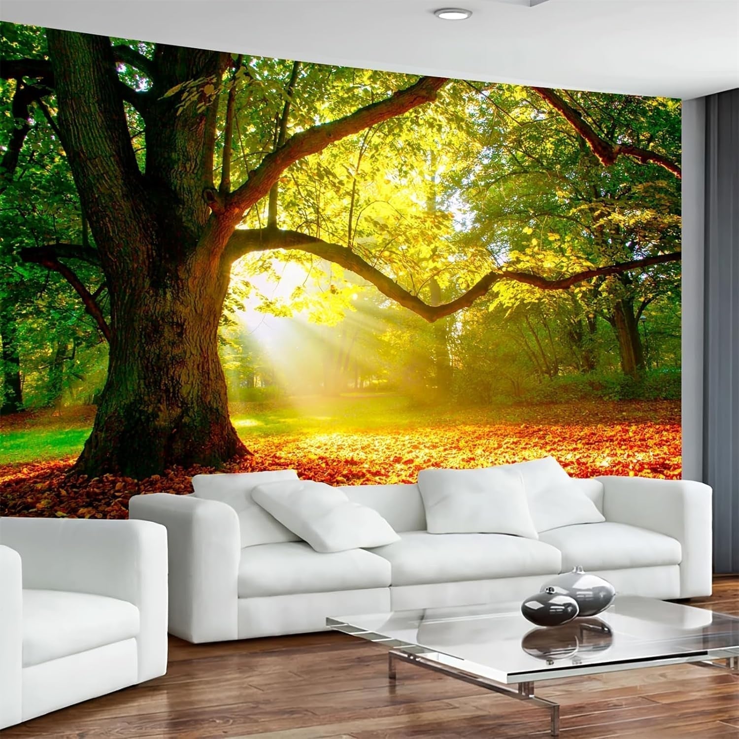 Tappeto Arazzo Foresta Tela Albero Sole Cielo Casa - Accessori e Decorazioni Naty Shop 300L X 180B Cm