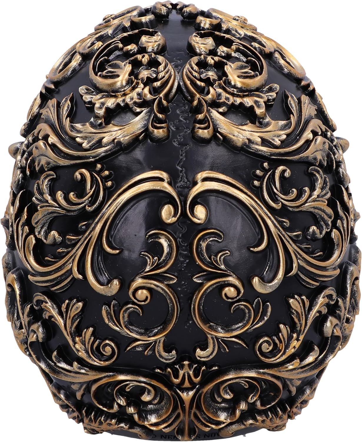 Teschio rinascimentale, 19 cm, resina, nero e oro, motivo barocco dorato, ornamento teschio nero, decorazione gotica, fuso nella migliore resina sintetica, dipinto a mano da esperti statuette e sculture Naty Shop