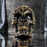 Teschio rinascimentale, 19 cm, resina, nero e oro, motivo barocco dorato, ornamento teschio nero, decorazione gotica, fuso nella migliore resina sintetica, dipinto a mano da esperti statuette e sculture Naty Shop