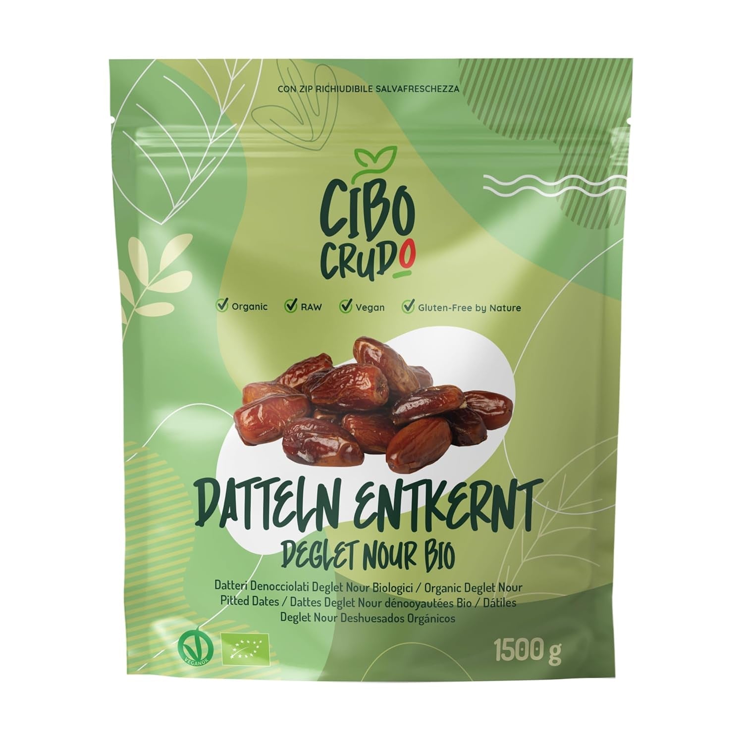 Datteri senza semi Deglet Nour Bio - 500g. Datteri secchi naturali Deglet Nour biologici. Datteri secchi. Naty Shop prodotti disidratati 1,5 kg Dati Deglet