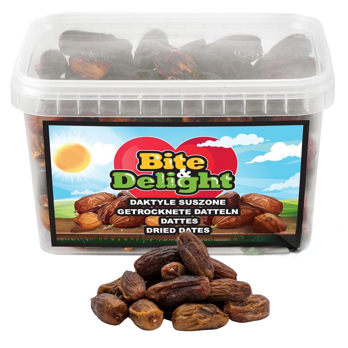 Datteri secchi Bite & Delight - Interi, secchi e naturali - Dolci aromatici - Deliziosi e succosi - Snack di frutta pronto da mangiare - Vegan - Senza zuccheri aggiunti - 1250g Prodotti disidratati Naty Shop 1000 Ml
