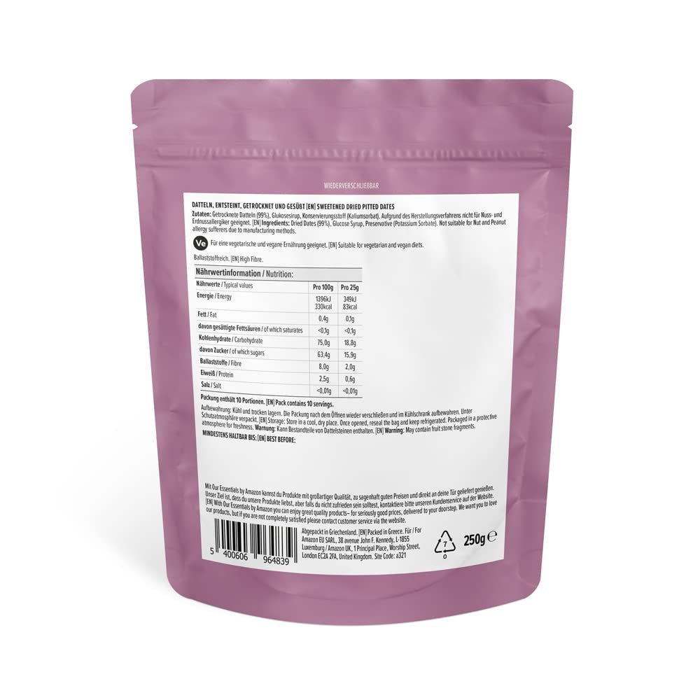Datteri secchi e senza semi, 250g di prodotti disidratati Naty Shop