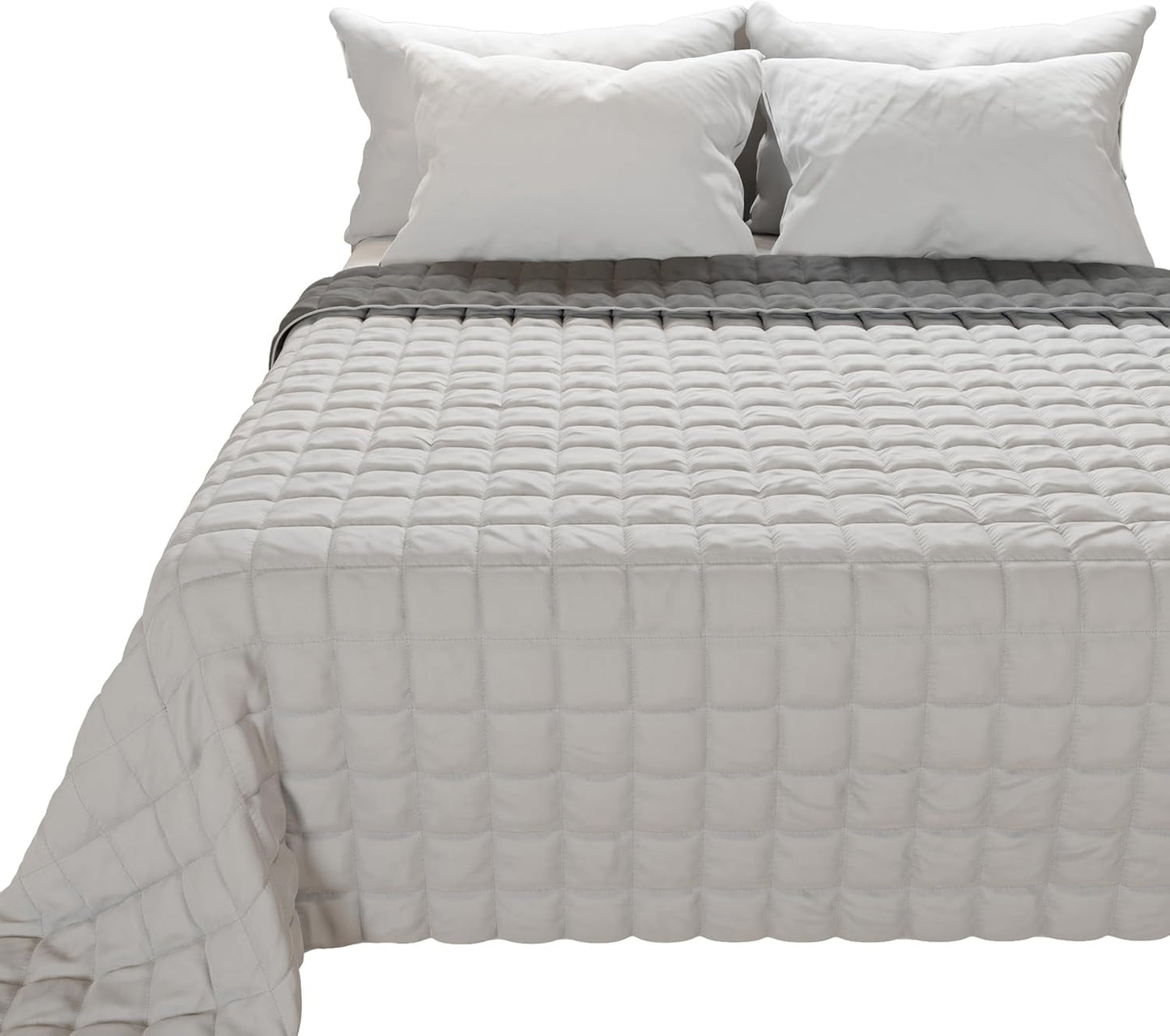 PETTI Artigiani Italiani - Copriletto singolo, copriletto double face, copriletto primaverile, blu notte, bianco, 100% Made in Italy Trapunte e trapunte Naty Shop Grigio Letto 180 (260 X270 Cm)
