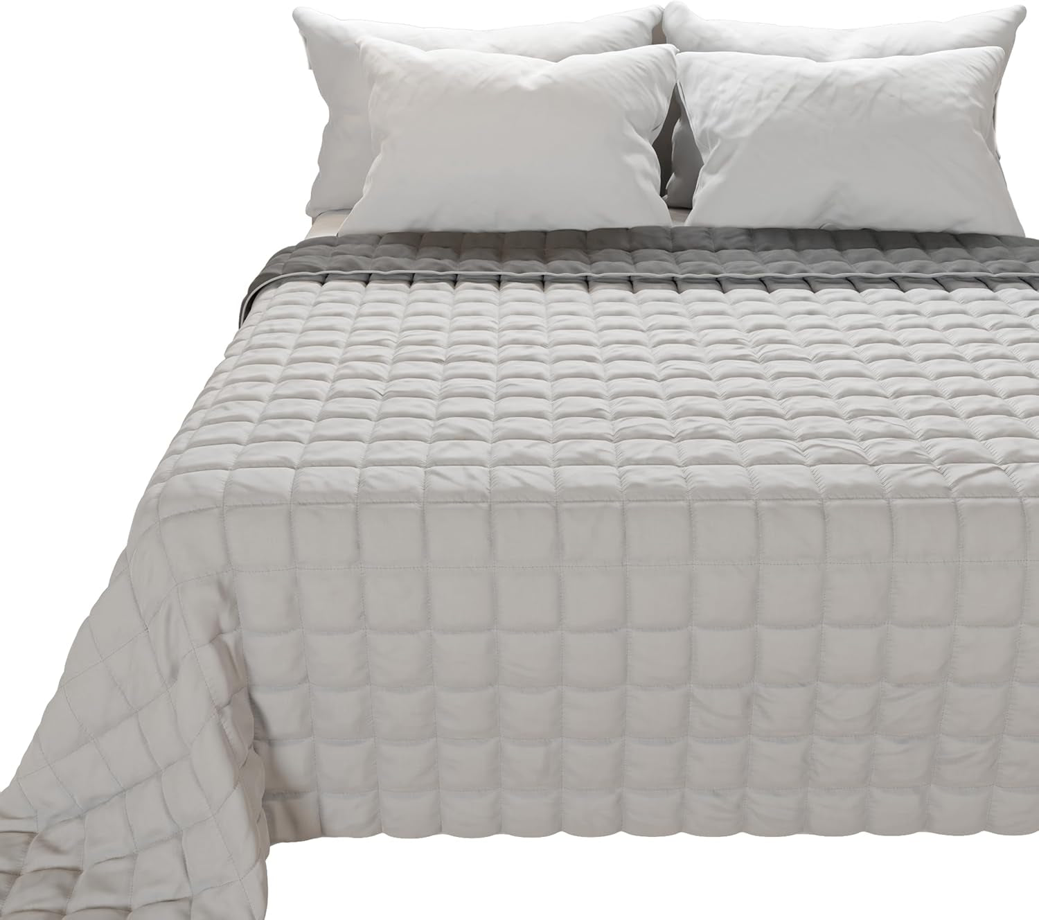 PETTI Artigiani Italiani - Copriletto singolo, copriletto double face, copriletto primaverile, blu notte, bianco, 100% Made in Italy Trapunte e trapunte Naty Shop Grigio Letto 180 (260 X270 Cm)