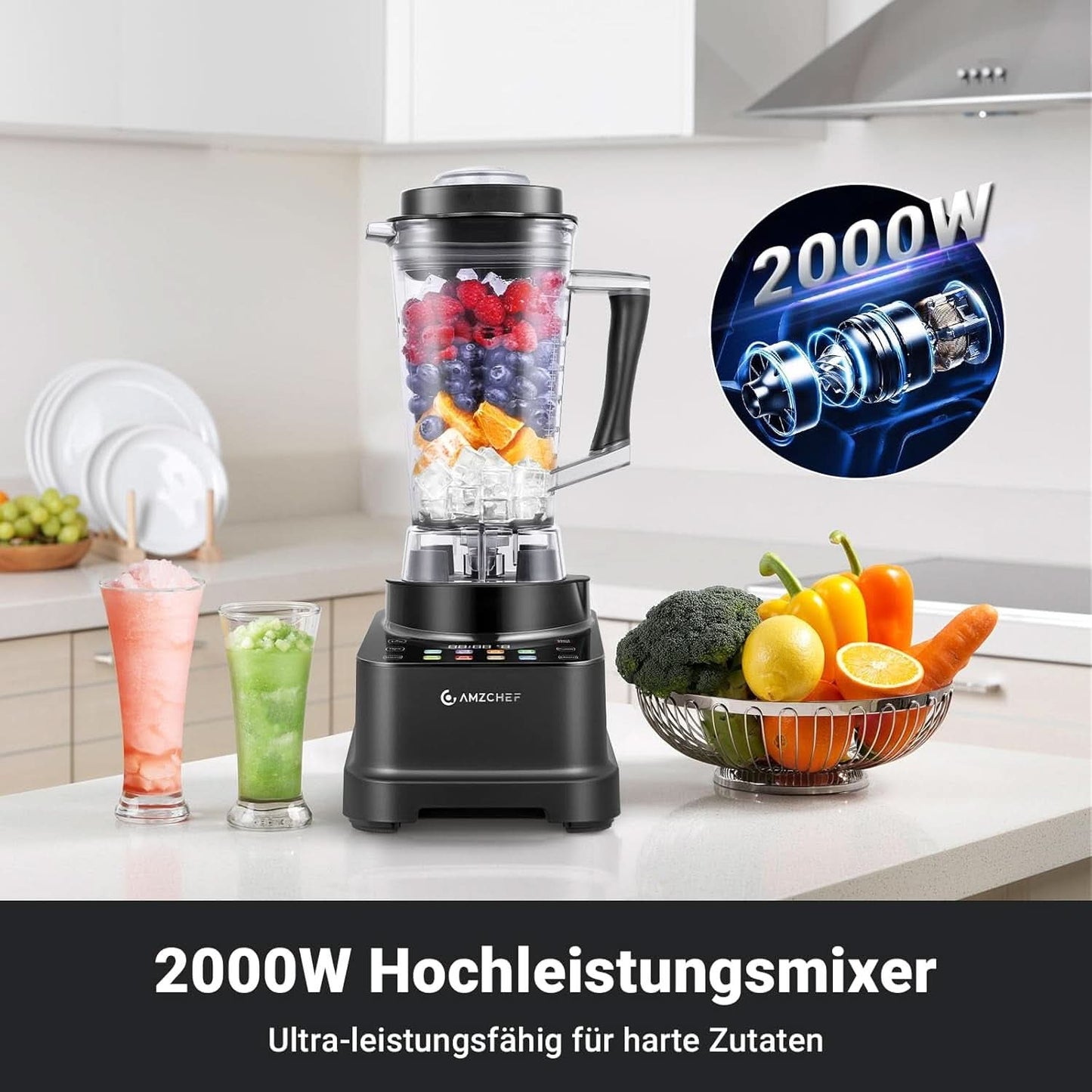 Frullatore AMZCHEF, 8 menu intelligenti e 10 velocità, touch screen LCD Kitchen Naty Shop