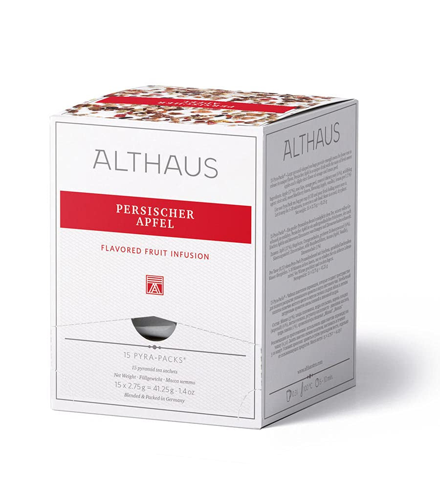 Althaus Tea PERSIAN APPLE ⋅ Tè alla frutta in bustine piramidali PYRA PACK ⋅ Tè alla frutta aromatizzato al gusto di mela ⋅ 15 X 2,75G
