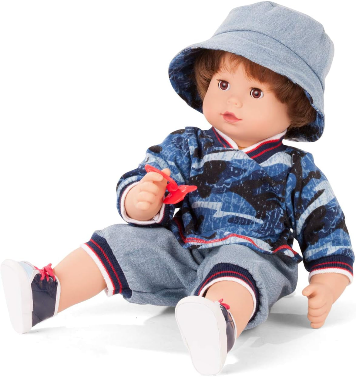 Götz 2027100 Maxy Muffin Fashionisto bambola - bambola da 42 cm con occhi marroni assonnati, capelli castani e corpo morbido - bambola dal corpo morbido in set da 8