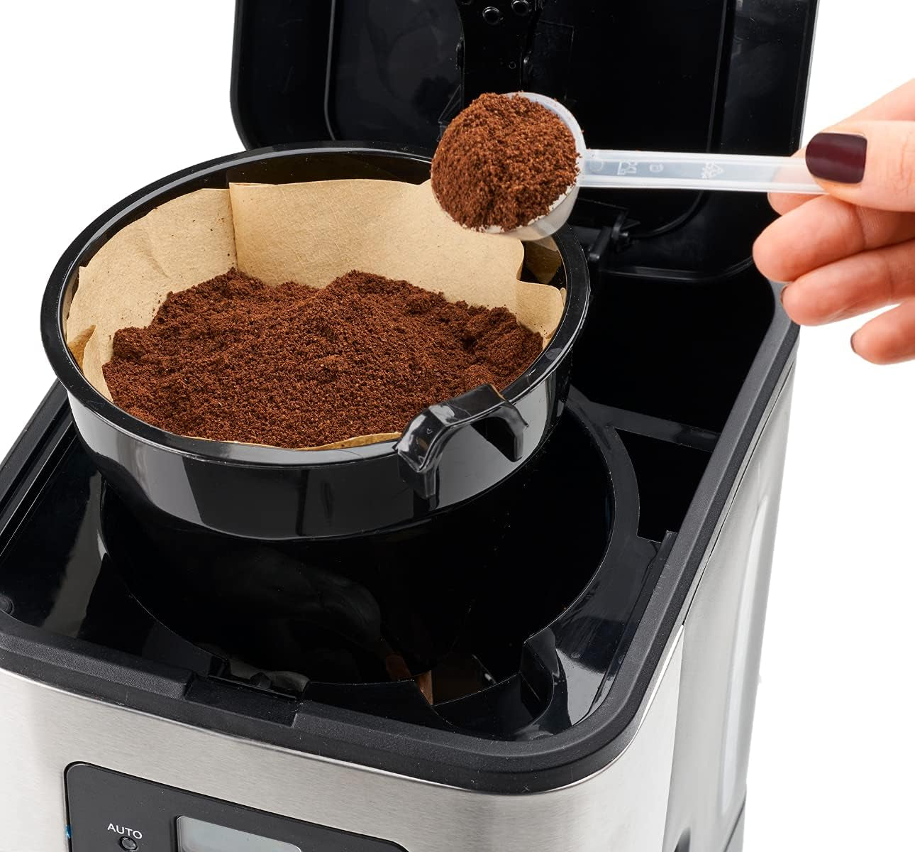 Caffettiera Clatronic® con timer, caraffa da 1,5 litri per 12-14 tazze di caffè, timer LCD 24h, funzione mantenimento in caldo, antigoccia, filtro removibile, display e spie luminose, 900W - KA 3642