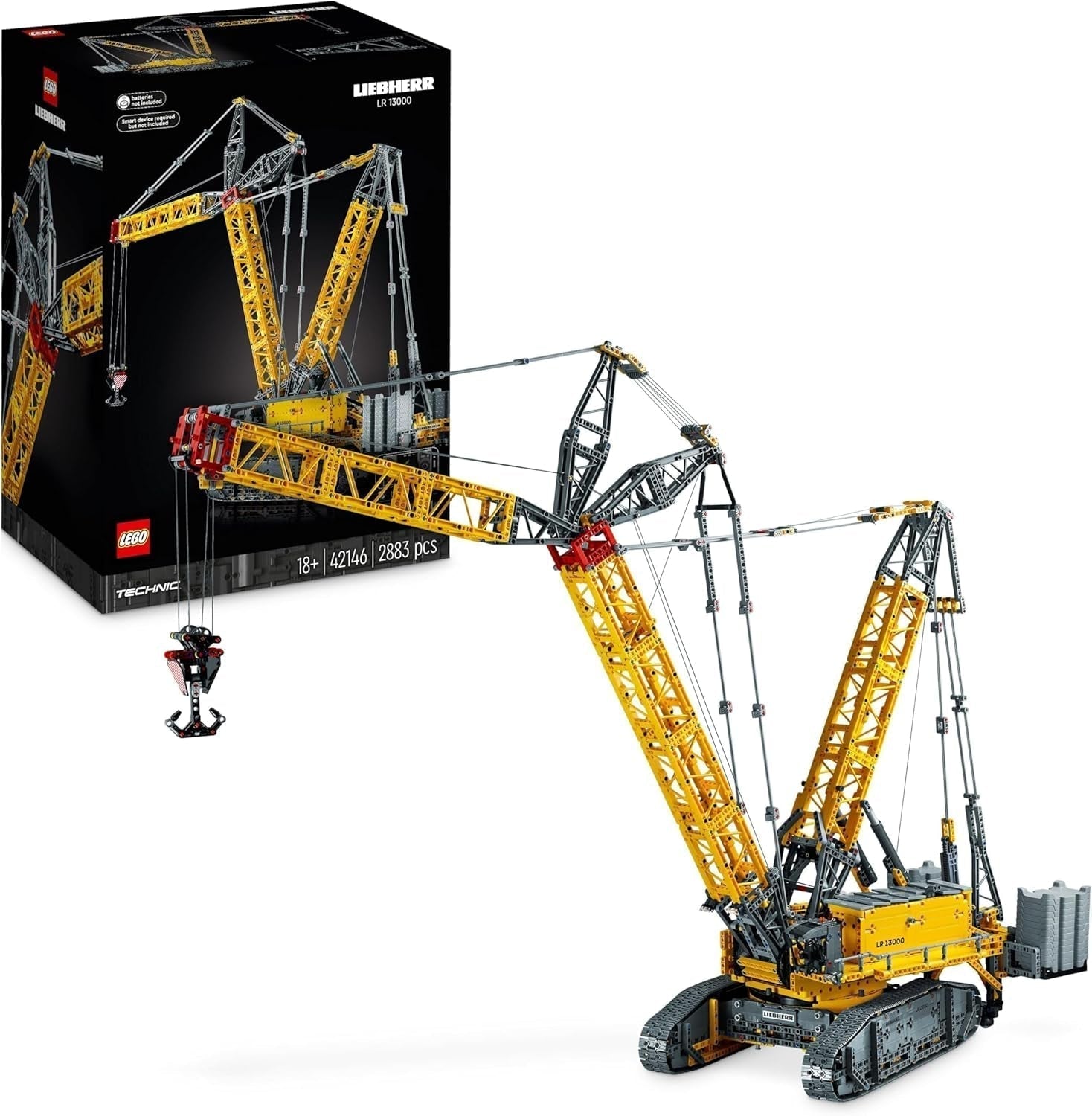 LEGO Technic Liebherr LR 13000 Set gru cingolata, costruisci il miglior modello di veicolo da costruzione telecomandato con app Control+, gru con sistema di verricello e braccio di sollevamento, kit modello grande per adulti 42146 Set di costruzione Besuche den LEGO-Store Titolo predefinito