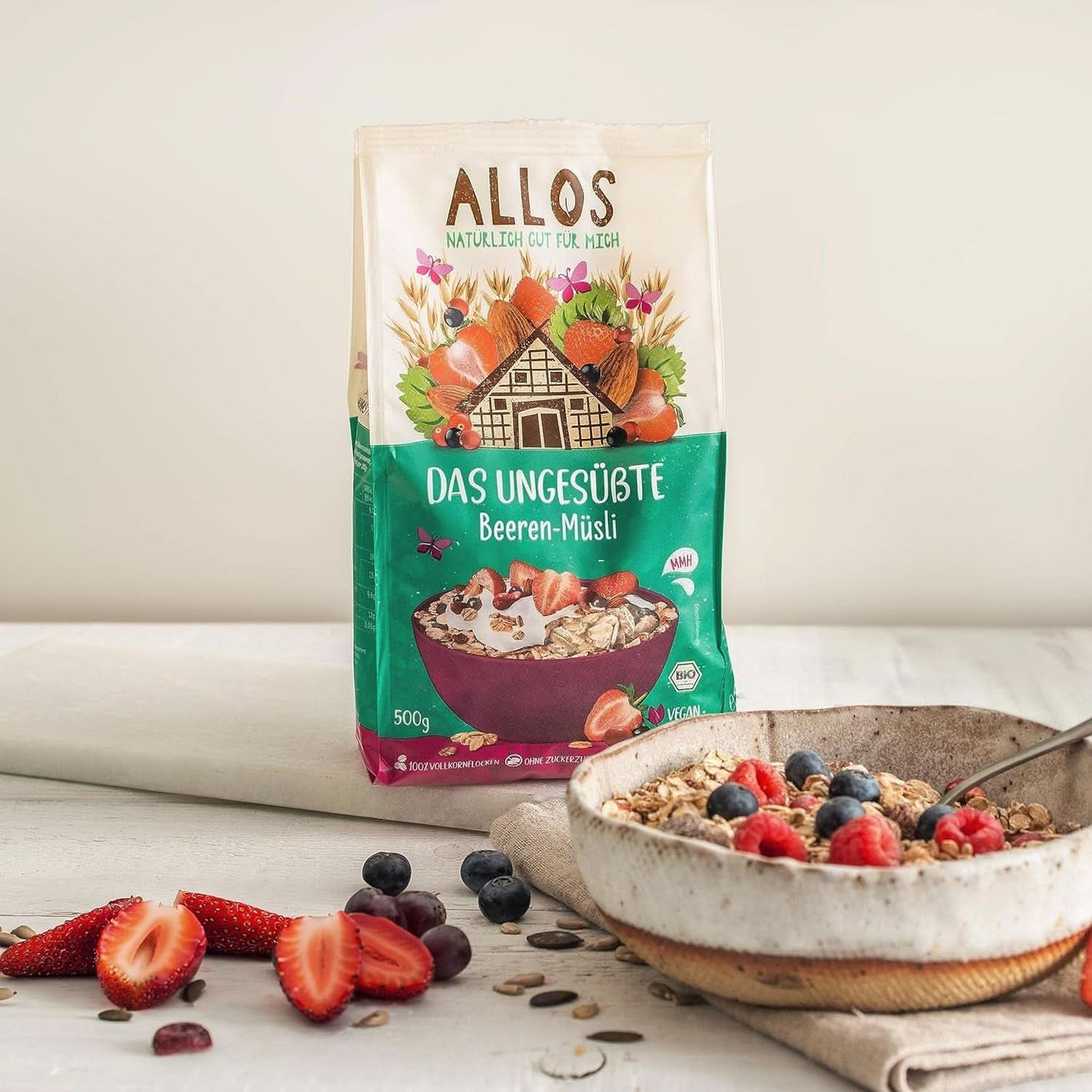 Allos, muesli ai frutti di bosco non zuccherato, confezione 5 x 500 grammi Cereals Naty Shop