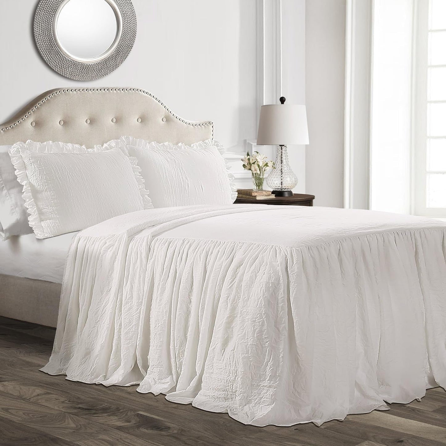 Copripiumino Lush Decor con gonna a volant, poliestere, bianco, letto matrimoniale Letti e piumini Lush Decor bianco king size