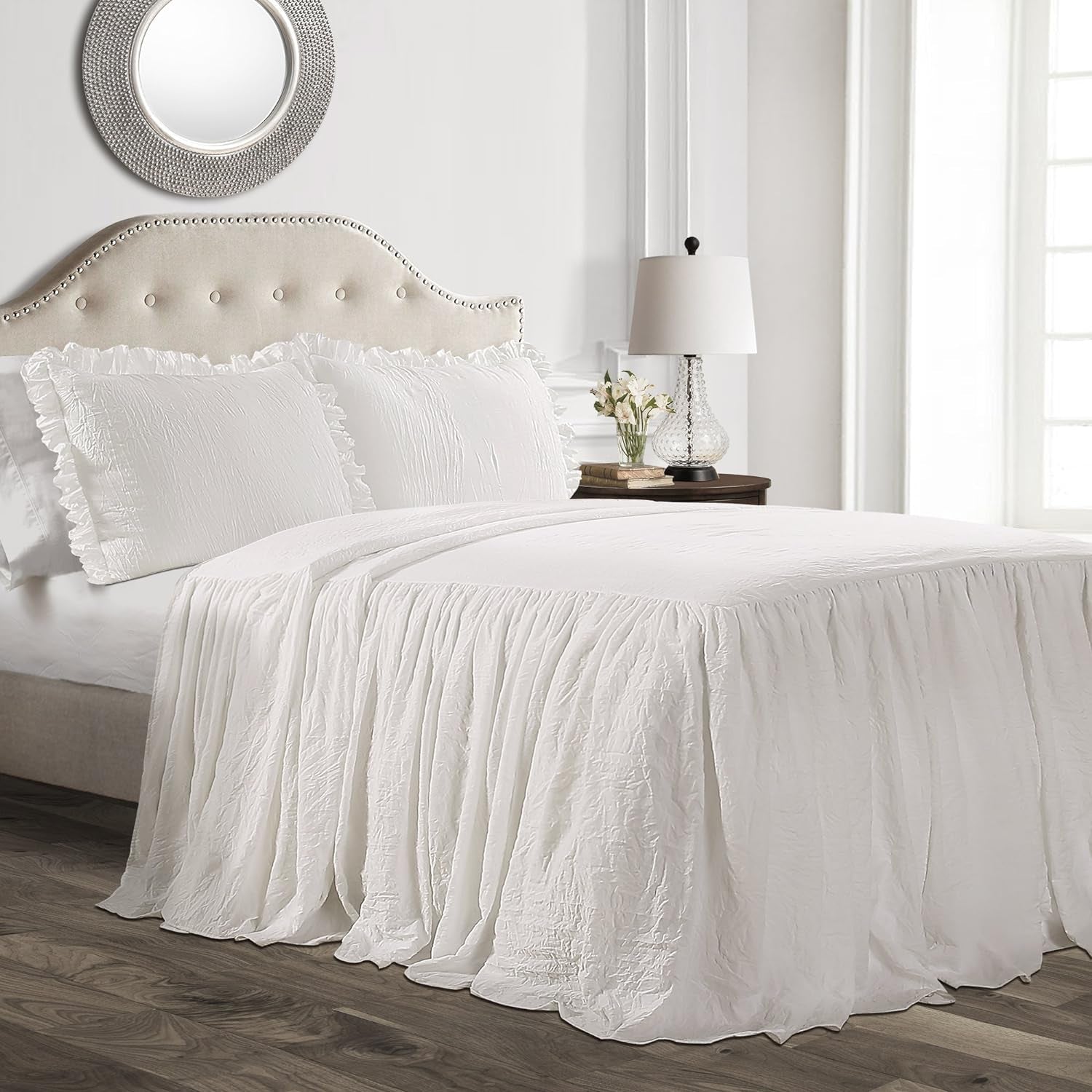 Copripiumino Lush Decor con gonna a volant, poliestere, bianco, letto matrimoniale Letti e piumini Lush Decor bianco king size