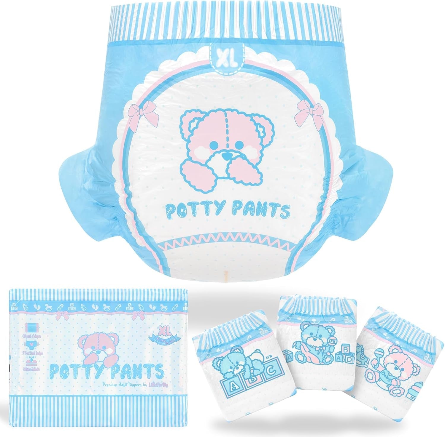 Pannolini stampati per adulti 5500-5800ml 10 pezzi - Slip da toilette (XL)