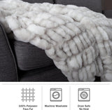 Lavish Home Coperta Gerüschte Oversize in Pelliccia Sintetica, 152,4 X 203,2 Cm, Pelliccia Sintetica Jacquard, Copriletto Queen Size per Letti e Divani, Letti e Coperte Grigie Lavish Home
