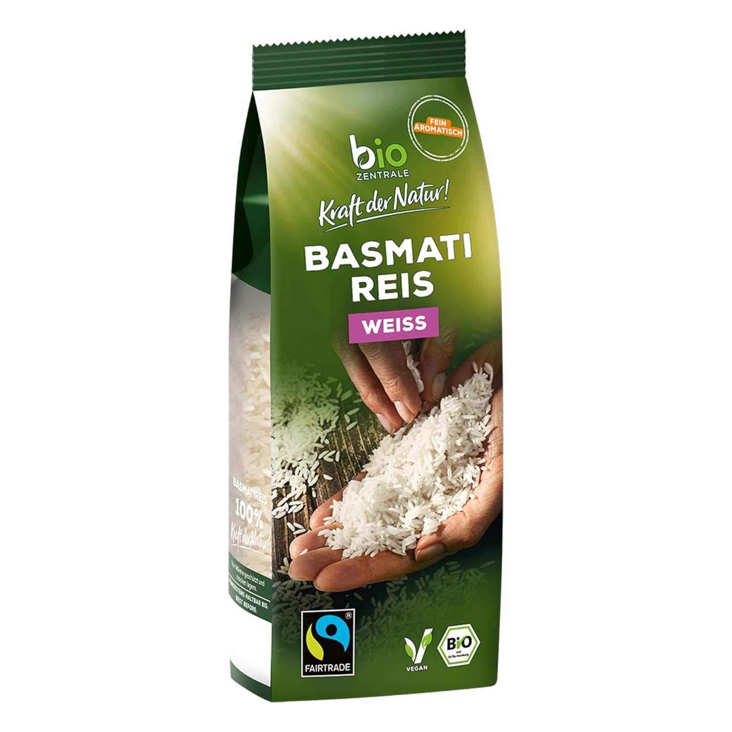 Riso Basmati bianco biocentrale | 7x500 g | Certificato Fairtrade | Cereali tradizionali | Perfetto per piatti orientali e curry | Imballaggio facilmente riciclabile (monofilm)