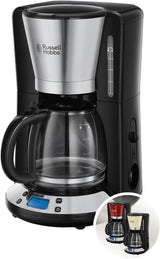 Caffettiera Russell Hobbs [Timer digitale, soffione doccia per estrazione e aroma ottimali] Colors+ Creme (da 1 a 10 tazze, caraffa in vetro da 1,25 litri, piastra riscaldante, 1100 W) Caffettiera con filtro 24033-56