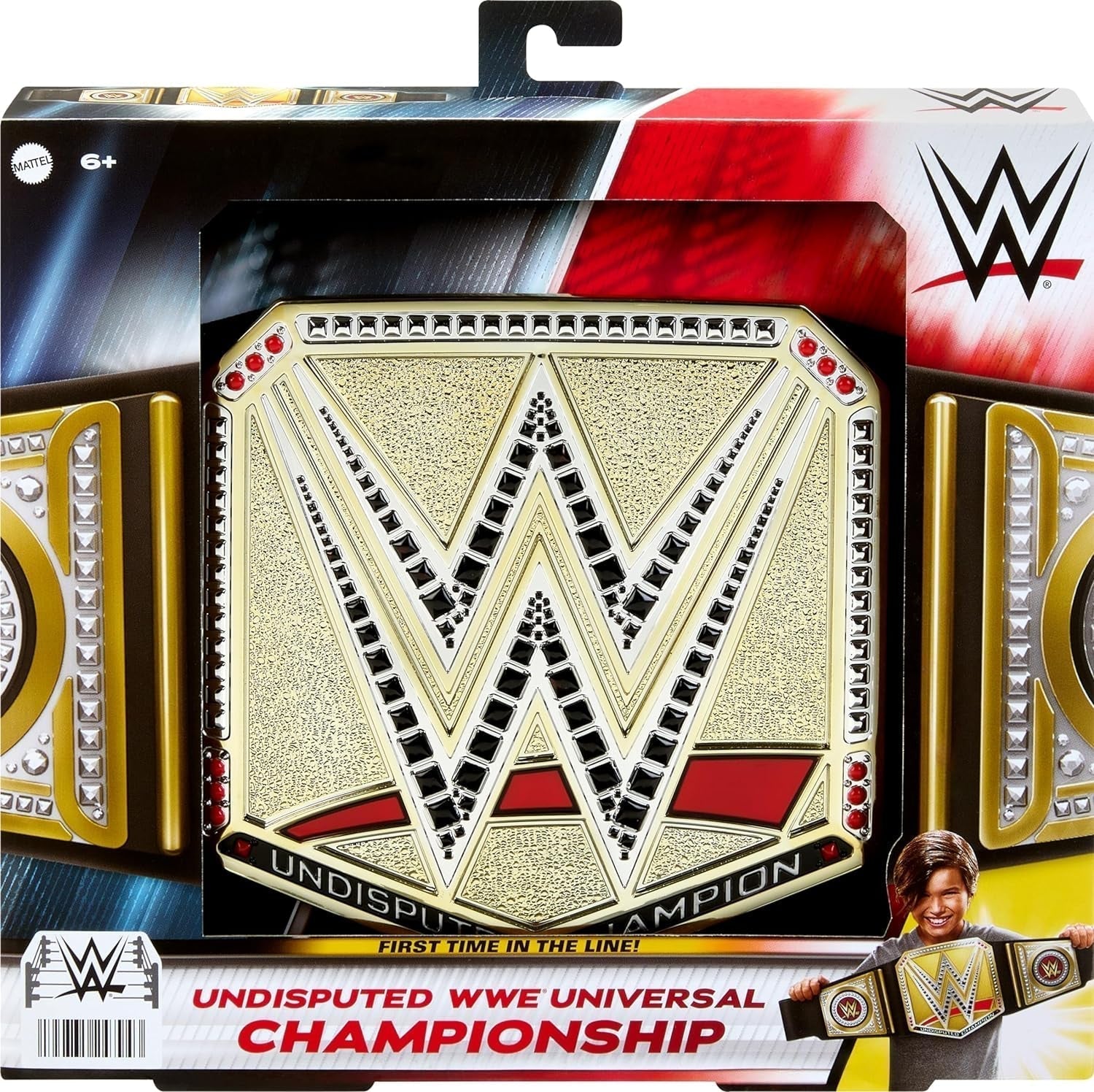 Mattel Cintura del campionato WWE Mattel, gioco di ruolo e costume del campionato universale WWE indiscusso, ca. Cintura In Ecopelle Lunga 100 Cm Con Vestibilità Unica, HYJ35 Action figures Naty Shop