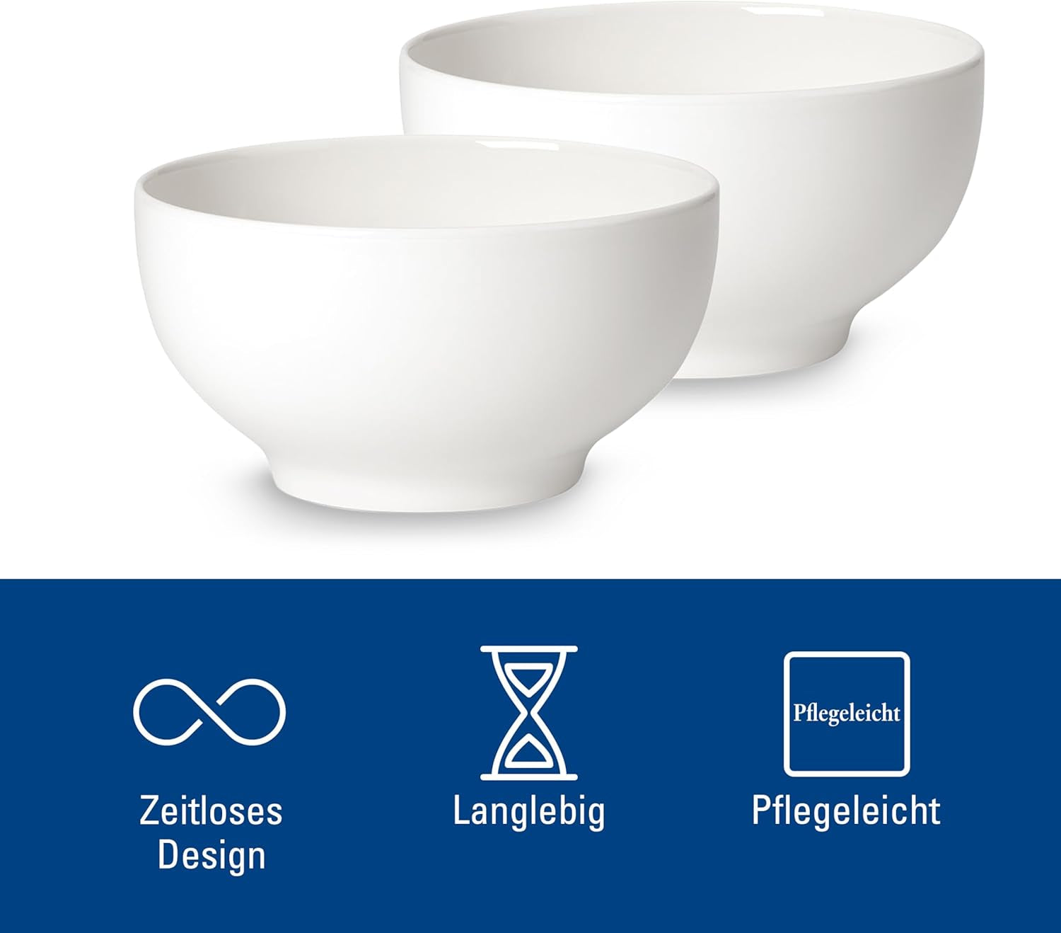Villeroy & Boch For Me Ciotole per Cereali Set da 2, Bianco, Lavabili in Lavastoviglie, Utilizzabili nel Microonde, Ciotole Piccole per 2, Ciotole, Ciotole per Cereali, Snack o Salse, Piatto, Porcellana Premium