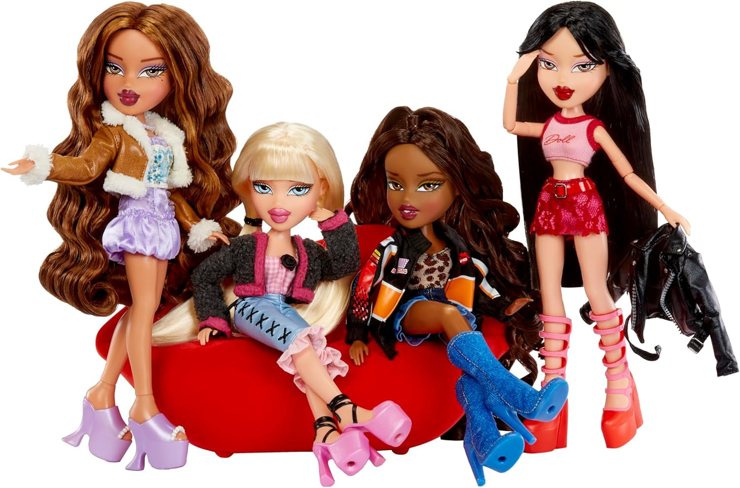 Bratz esce! - Giada - 1 bambola da collezione con accessori, vestito, borsa, occhiali da sole e spazzola - Giocattolo per bambini - Dai 6 anni in su, Rosso
