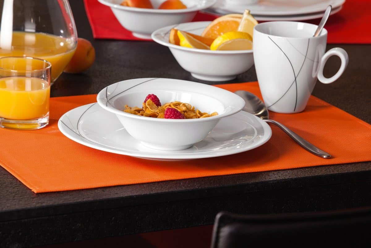 Seltmann Weiden 001.706904 Trio Highline Set Stoviglie Combinate, 30 Pezzi, 36,5 x 31,2 x 36,9 cm, Bianco