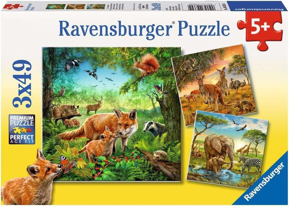 Ravensburger Puzzle per bambini - 09330 Animali della Terra - Puzzle per bambini dai 5 anni, con 3X49 pezzi Puzzle Naty Shop Fotografic
