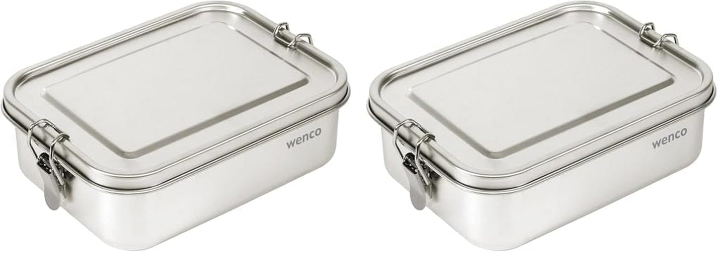 Wenco Portapranzo in Acciaio Inossidabile 2 Scomparti Grande Capacità 850ml Portapranzo Impermeabile Lavabile in Lavastoviglie Incluso Anello in Silicone di Ricambio 18,5 x 14 x 5,5 cm Argento (Confezione da 2) Naty Shop Scatole per Conservazione Alimenti 850 Ml (Confezione da 2)