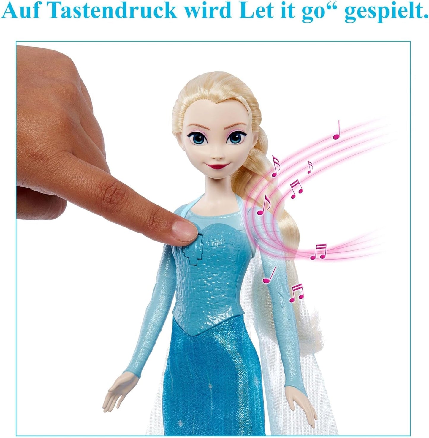 Mattel Toys Disney Frozen Elsa, bambola canterina in abito iconico, canta "Let It Go" dal film Disney in inglese, francese, tedesco, italiano, JDL58