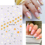 JMEOWIO 3D Nagelsticker Blume Frühlings Nail Art Sticker Self-klebend Nagelaufkleber 5D Stereoscopico Estate Bunter Blumen Dekoration Nageldesign Zubehör 4 Blatt