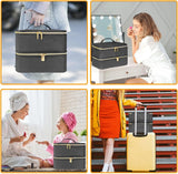 Tasche organizer per smalto per unghie, scatola portaoggetti per smalto per unghie doppia, borsa organizer per cosmetici per design cosmetico per 30 bottiglie di base Neonail (15 ml-0,5 fl.oz) e 1 lampada per unghie (nero)