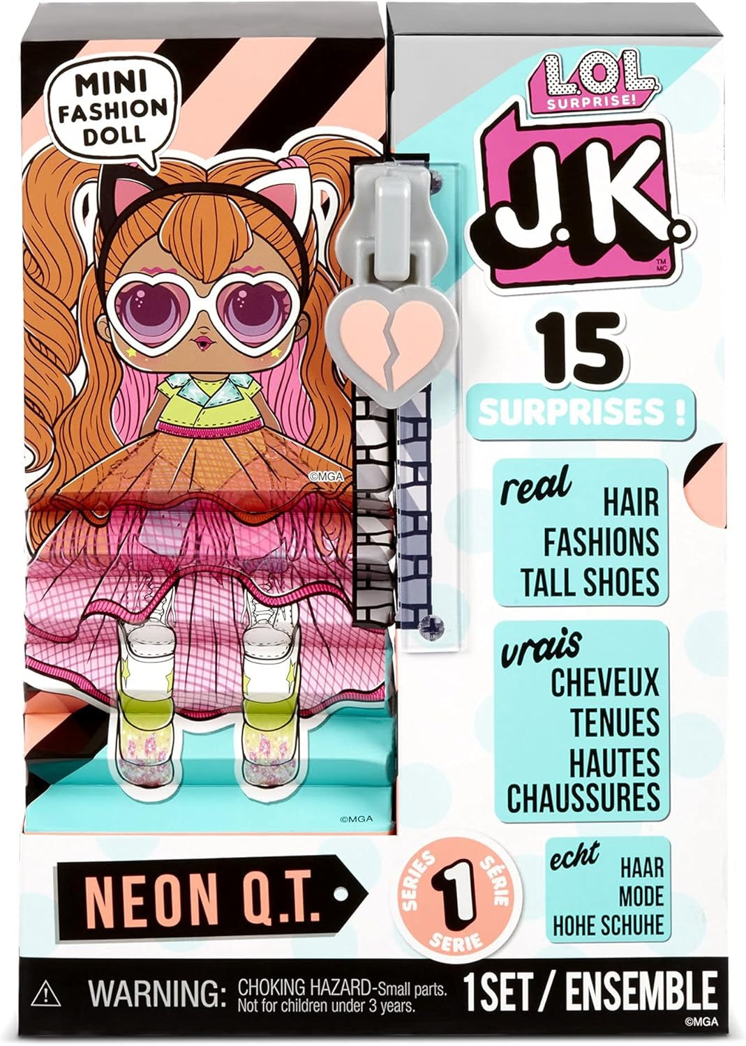 LOL Sorpresa! 570776E7CAZ JK Mini Fashion Doll - 15 sorprese, vestiti e accessori - Oggetti da collezione - Neon QT